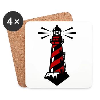 Icône de la Côte du Phare - Dessous de verre (lot de 4) - blanc - Devant