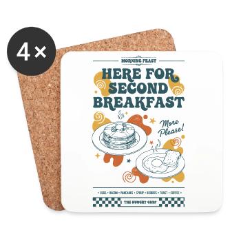 Petit-déjeuner ici pour le deuxième petit-déjeuner Brunch Café - Dessous de verre (lot de 4) - blanc - Devant