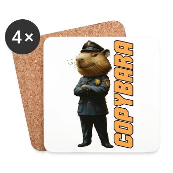 Copybara - Funny Capybara Policeman Design - Coasters (set of 4) - white - Front