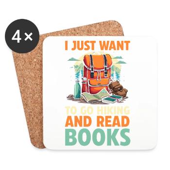 Hiking Mountain Trail Backpacking Outdoors Reading - Coasters (set of 4) - white - Front