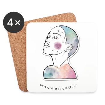 Vitiligo : Positivité corporelle, pas un bug, une caractéristique - Dessous de verre (lot de 4) - blanc - Devant