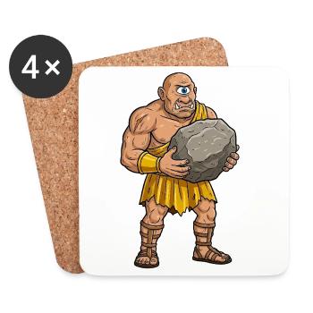 Cyclope avec une grosse pierre - Dessous de verre (lot de 4) - blanc - Devant