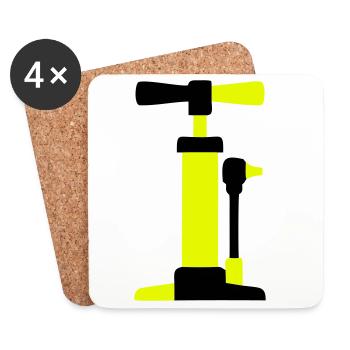 Graphique de pompe à air pour vélo - Dessous de verre (lot de 4) - blanc - Devant