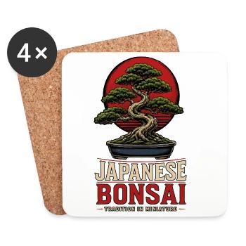 Bonsaï miniature de plante d’arbre bonsaï japonais - Dessous de verre (lot de 4) - blanc - Devant
