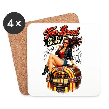 Rockabilly Pin-Up: Too Loud For The Crowd - Coasters (set of 4) - white - Front