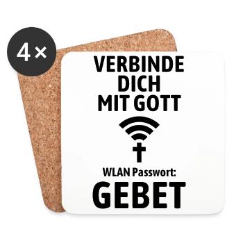 Verbinde dich mit Gott - Gebet WLAN - Untersetzer (4er-Set) - Weiß - Vorne