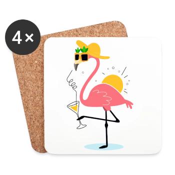 Design d’été flamant – Ambiance tropicale - Dessous de verre (lot de 4) - blanc - Devant