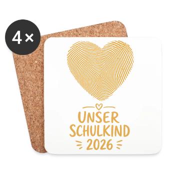 Unser Schulkind 2026 Fingerabdruck Herz - Untersetzer (4er-Set) - Weiß - Vorne