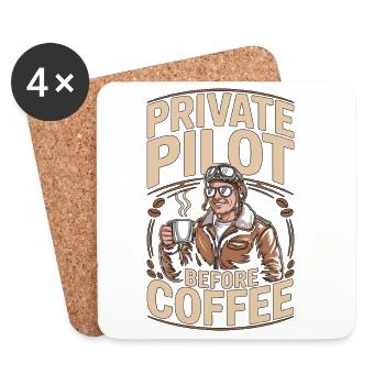 Maître de café avant hôtesse de l’air Maître de café - Dessous de verre (lot de 4) - blanc - Devant