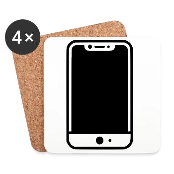 Téléphone portable - Dessous de verre (lot de 4) - blanc - Devant