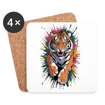 Majestic tiger wildlife art - Coasters (set of 4) - white - Front