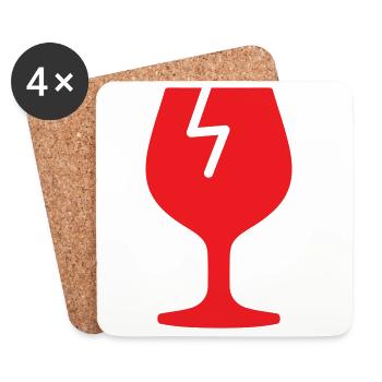 Poignée en icône solide en verre fragile avec soin expédition - Dessous de verre (lot de 4) - blanc - Devant