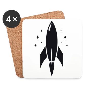 Rakete Weltraum Sterne Design - Untersetzer (4er-Set) - Weiß - Vorne
