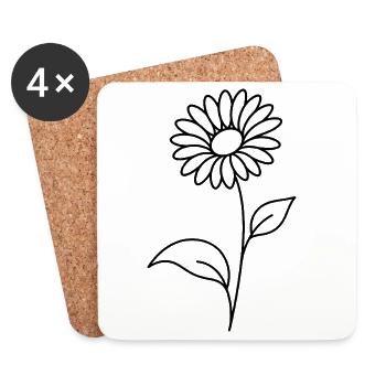 Botanische Blume mit feinen Blättern - Untersetzer (4er-Set) - Weiß - Vorne