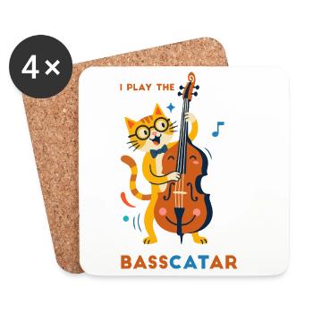Bass-Katzen-Symphonie - Untersetzer (4er-Set) - Weiß - Vorne