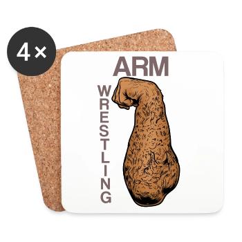 Arm Wrestling Vintage Kraftarm - Coasters (set of 4) - white - Front