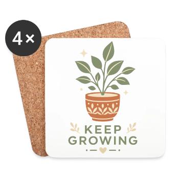 Keep Growing – Plant Self-Love Growth - Coasters (set of 4) - white - Front