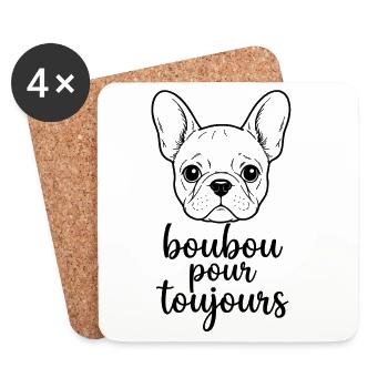 Boubou pour toujours - 002b - Dessous de verre (lot de 4) - blanc - Devant