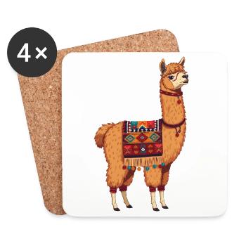 No drama, just llama - Coasters (set of 4) - white - Front