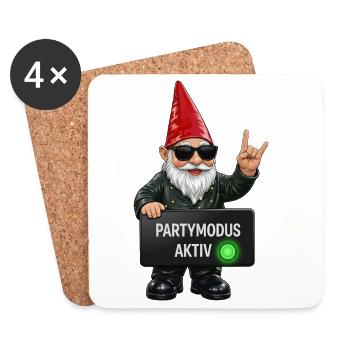 Gnom mit Partymodus Aktiv - Untersetzer (4er-Set) - Weiß - Vorne