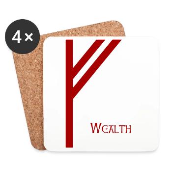 Rune Fehu avec Sens Rouge – Futhark Viking Norse - Dessous de verre (lot de 4) - blanc - Devant