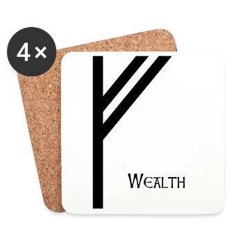 Rune Fehu avec Sens Noir – Futhark viking - Dessous de verre (lot de 4) - blanc - Devant