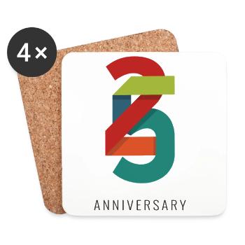 25 Years – Modern Anniversary Design - Coasters (set of 4) - white - Front