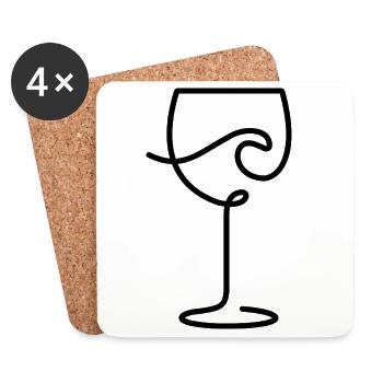 Verre à vin pour les amateurs de vin et temps mort - Dessous de verre (lot de 4) - blanc - Devant