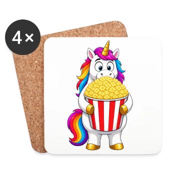 Unicorn Movie Night Popcorn - Coasters (set of 4) - white - Front