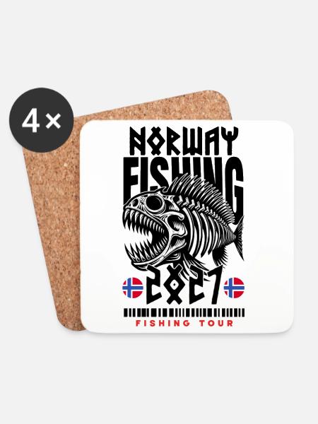 Norwegen Angeltour 2027 - Untersetzer (4er-Set) - Weiß