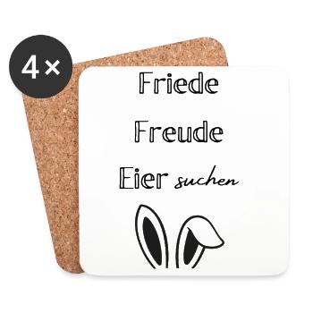 Friede Freude Eier suchen – Lustiger Osterspruch - Untersetzer (4er-Set) - Weiß - Vorne