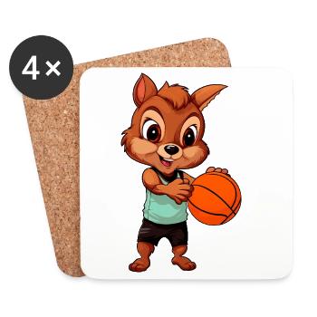 Basketballer Eichhörnchen - Untersetzer (4er-Set) - Weiß - Vorne