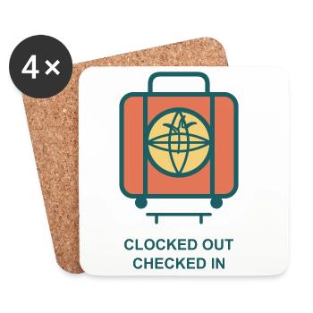 Clocked Out Checked In Koffer - Untersetzer (4er-Set) - Weiß - Vorne