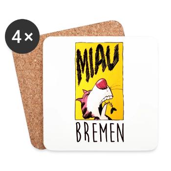 Bremer Stadtmusikanten Katze Miau - Untersetzer (4er-Set) - Weiß - Vorne