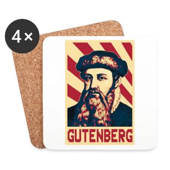 Johannes Gutenberg - Dessous de verre (lot de 4) - blanc - Devant