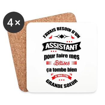 JE VAIS ÊTRE GRANDE SŒUR - FUTURE GRANDE SŒUR - Dessous de verre (lot de 4) - blanc - Devant