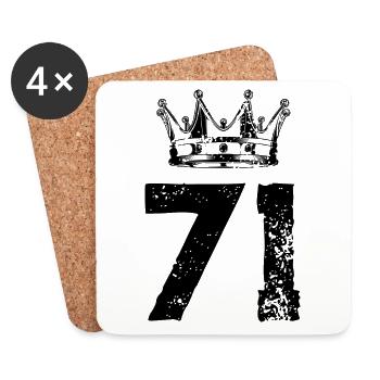 71 Zahl Krone - Untersetzer (4er-Set) - Weiß - Vorne