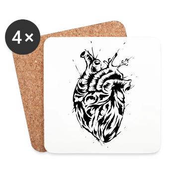 Anatomical heart - Coasters (set of 4) - white - Front