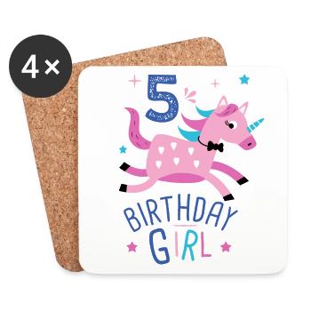 5. Geburtstag Mädchen 5 Jahre Licorn Einhorn - Untersetzer (4er-Set) - Weiß - Vorne