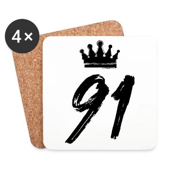 91 Number crown - Coasters (set of 4) - white - Front