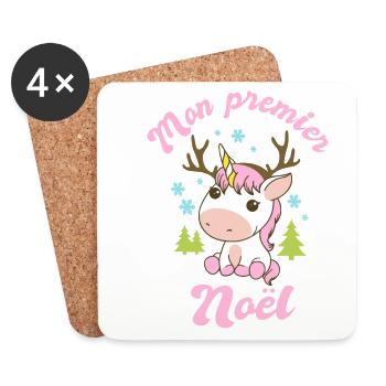 Mon premier noël naissance bébe fille grossesse - Dessous de verre (lot de 4) - blanc - Devant