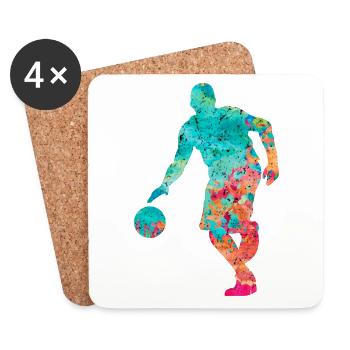 Basketballspieler - PopArt - Untersetzer (4er-Set) - Weiß - Vorne
