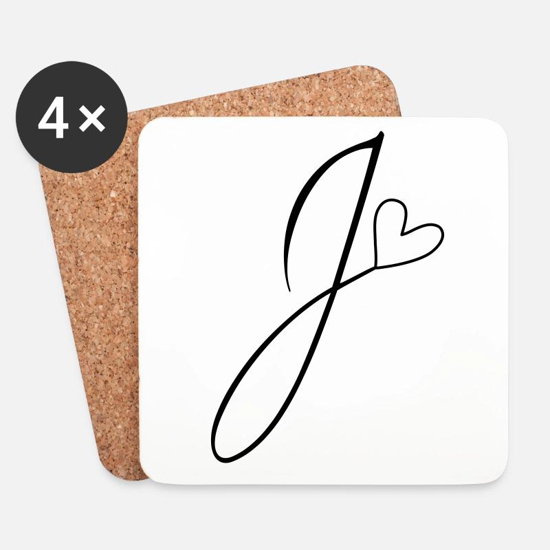 Buchstabe J Buchstabe-J Kalligrafie - Untersetzer (4er-Set) - Weiß