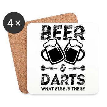 bier und dart - Untersetzer (4er-Set) - Weiß - Vorne