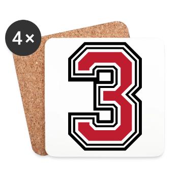 3 Zahl symbol - Untersetzer (4er-Set) - Weiß - Vorne