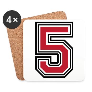 5 Zahl symbol - Untersetzer (4er-Set) - Weiß - Vorne