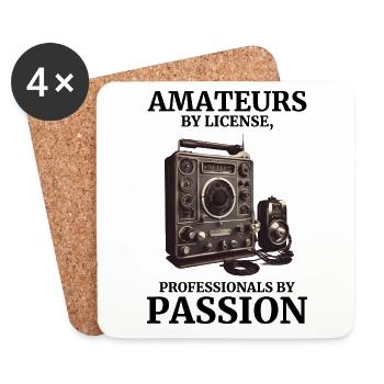 Amateurs amateurs passionnés de radio amateur vintage par licence - Dessous de verre (lot de 4) - blanc - Devant