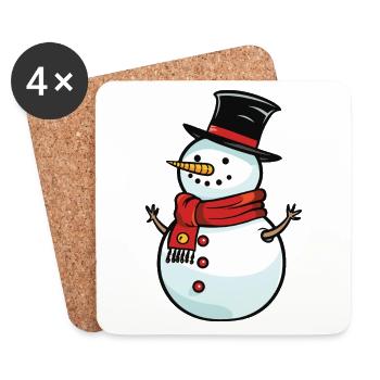 Bonhomme de neige Hiver Noël Neige - Dessous de verre (lot de 4) - blanc - Devant
