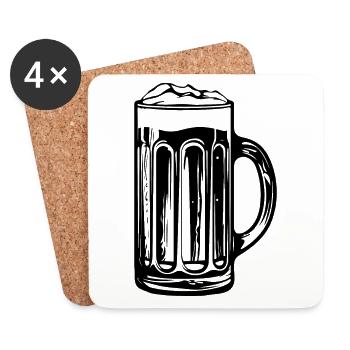 Icône de verre à bière - Dessous de verre (lot de 4) - blanc - Devant