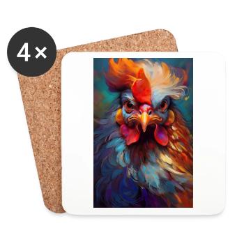 A Colorful Chicken Portrait 4 - Coasters (set of 4) - white - Front